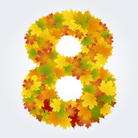 number eight of autumn leavesのイラスト素材