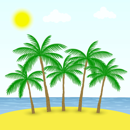 palm trees on the beachのイラスト素材