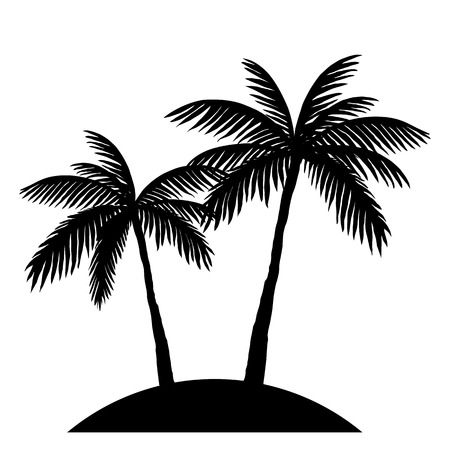 two palm trees silhouetteのイラスト素材