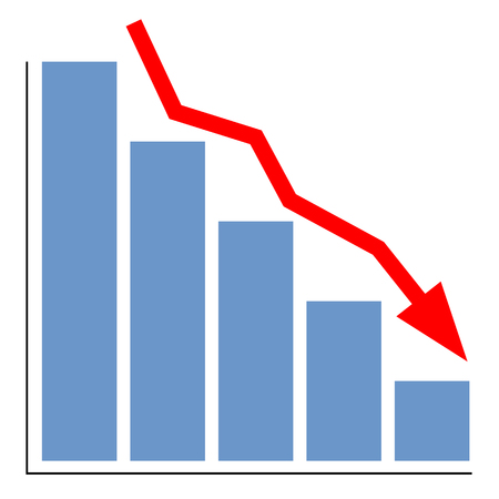 lowering chart with a red arrowのイラスト素材