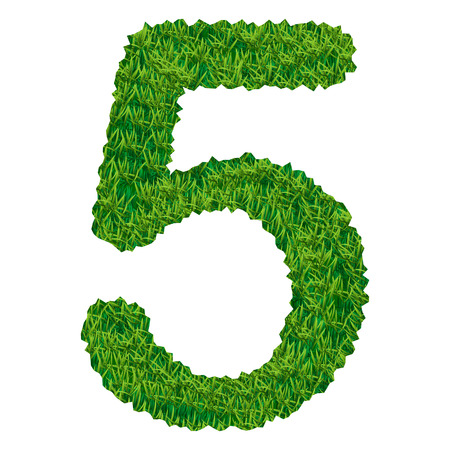 the number five from grassのイラスト素材