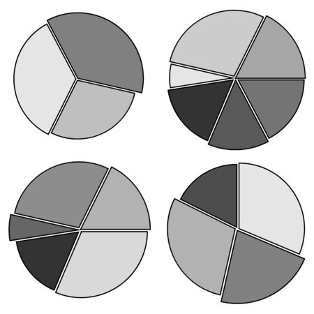 collection of black-and-white circular diagramsのイラスト素材