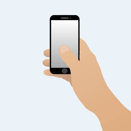 phone in hand with your thumb on the screenのイラスト素材