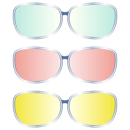 Collection of multi-colored glasses (blue, red, yellow)のイラスト素材