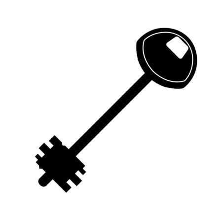 lock key black silhouette isolated on white backgroundのイラスト素材
