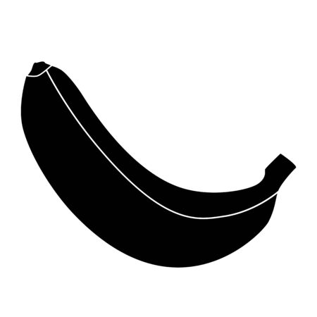 black silhouette of a banana isolated on white backgroundのイラスト素材