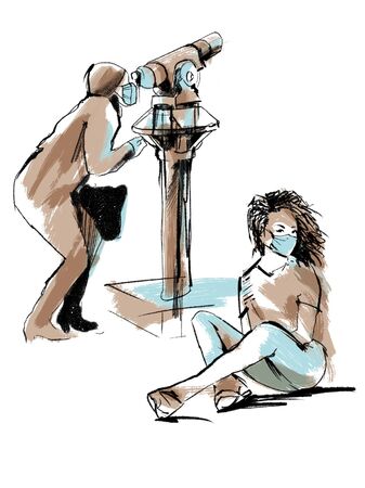 Tourist in maskの写真素材