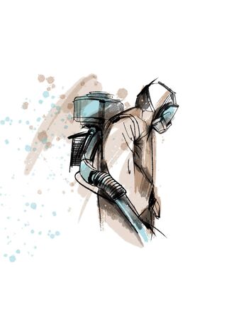 person with a disinfection deviceの写真素材