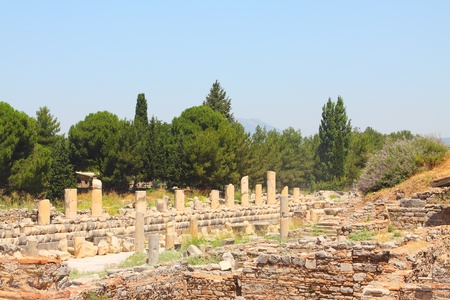 Ruins of a temple of Aphrodite in an antique city the Ephesusのeditorial素材