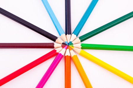 Color pencils on white isolated backgroundの写真素材