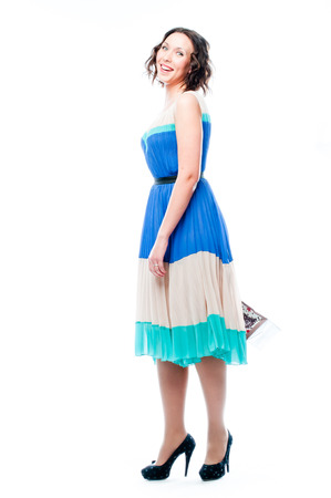 young attractive woman with shopping bagsの写真素材