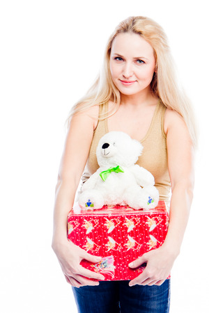 young attractive woman with shopping bagsの写真素材