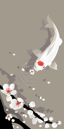Vector illustration of traditional sacred Japanese Koi carp fishのイラスト素材