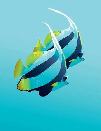 Vector illustration of beautiful banner fish in natureのイラスト素材