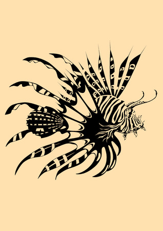 Vector illustration of beautiful lion fish on isolated backgroundのイラスト素材