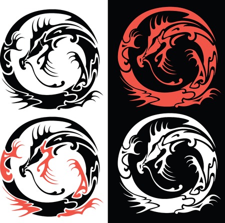 Vector illustration of four options of Chinese Dragonのイラスト素材