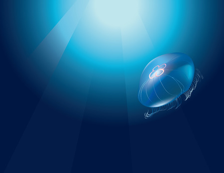 Vector illustration of a jellyfish in water depthのイラスト素材