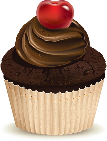 Vector illustration of a sweet baked muffin with berry on topのイラスト素材