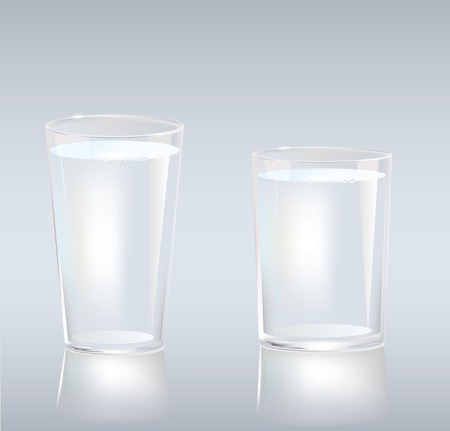 Vector illustration of set of two cups of water in different sizes and shapesのイラスト素材
