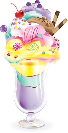 Vector illustration of an ice-cream dessert in high glassのイラスト素材