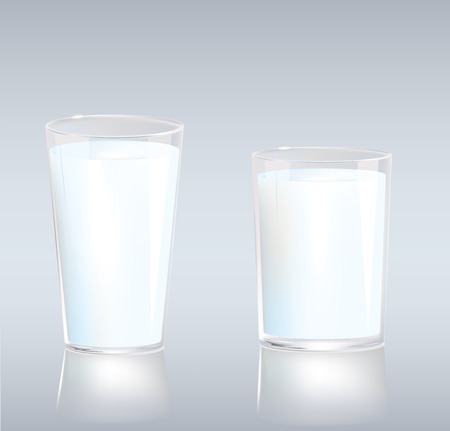 Vector illustration of set of two cups of milk in different sizes and shapesのイラスト素材