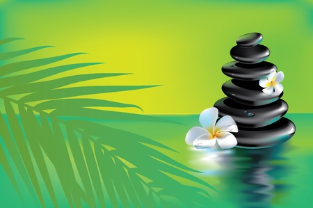 Vector illustration of stack of spa stones in tropicsのイラスト素材