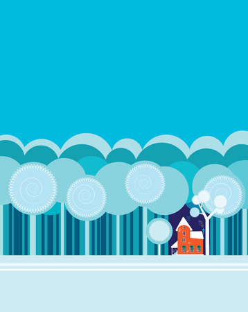 Winter house in forestのイラスト素材