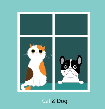 Funny dog and catのイラスト素材