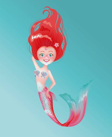 Cute longhaired mermaidのイラスト素材
