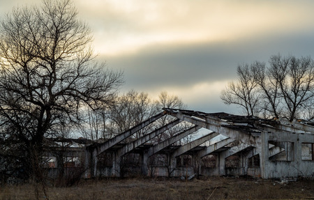 destruction of the old abandoned buildingの写真素材
