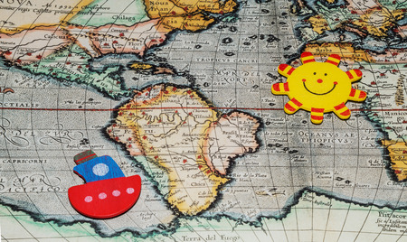 trip around the world on the mapの写真素材