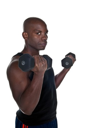 Young Body Builder African American doing excersice..の写真素材