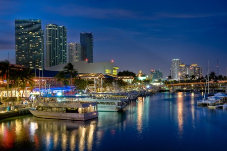 View of Miami Bayside Market and Marina.の写真素材