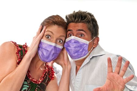 People with masks to protect from viruses and influenza or pollution.の写真素材