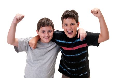 Young teen agers friends playing and smiling very cheerfully.の写真素材