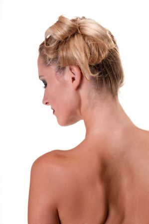 Young caucasian woman profile and back nude.の写真素材