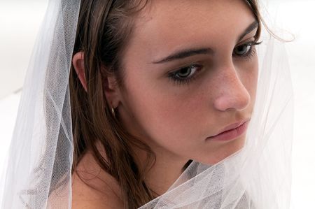 Portrait of caucasian teenager pensive and serious.の写真素材