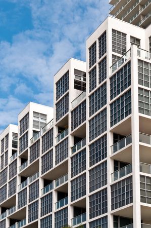 Detail of windows in high-rise building in Miami. Real Estate picture.の写真素材