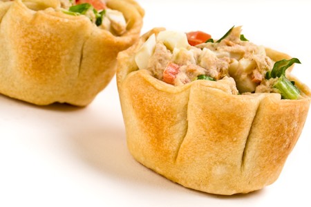 Homemade mini quiche of tuna and vegetables.の写真素材
