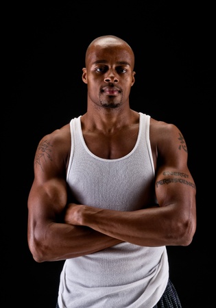 Portrait of young african american posing.の写真素材