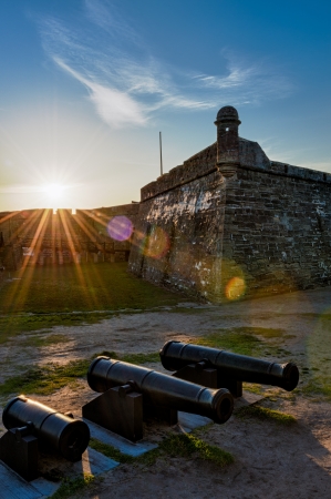 Historic San Marcos Castle in St. Augustine at sunset.の写真素材