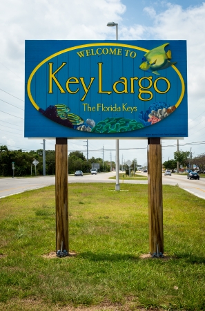 KEY LARGO, FL - CIRCA 2012  Welcome sign over the US1 in Key Largo circa 2012  The Florida Keys are a very popular tourist destination with over 2 million yearly visitors の写真素材