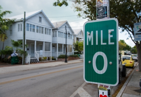 KEY WEST, FL - CIRCA 2012  Mile Marker 0 in Key West US1 circa 2012  The tropical city is a popular tourist destination with over 2 million yearly visitors のeditorial素材