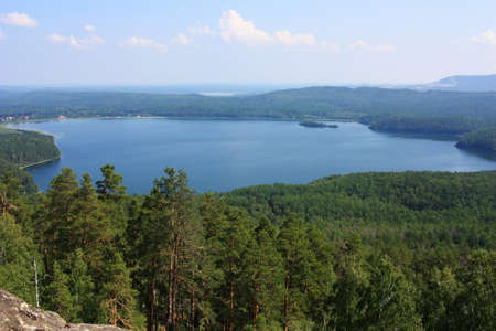 Lake Arakul - view from the mountainの写真素材