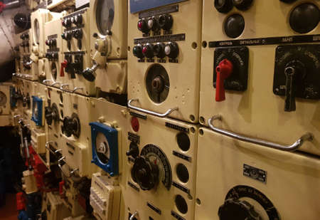 Control panel on an old military submarine