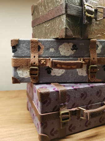 Craftsman makes miniature doll suitcasesの写真素材