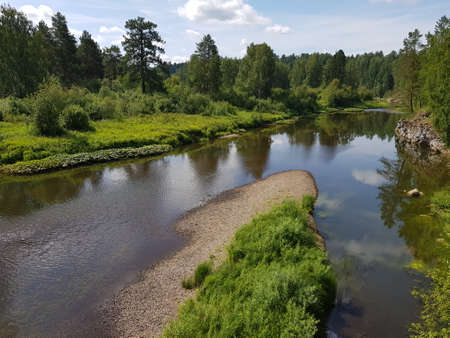 View of the river flowing among the trees