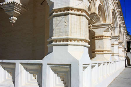 Antique stone columns with bas-reliefsの写真素材