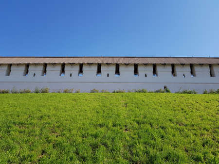 White walls and towers of the Astrakhan Kremlinの写真素材