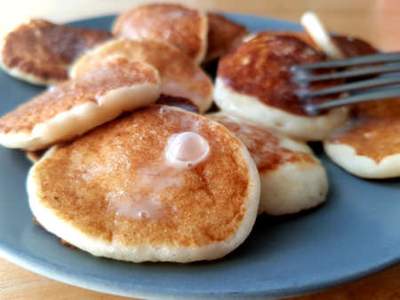 Pancakes with condensed milk for breakfast
